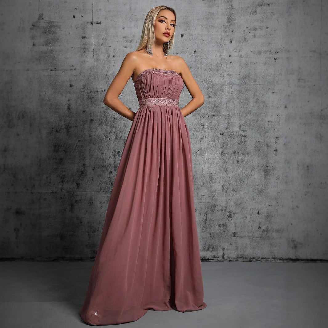 Elegant Strapless Tube Maxi in - by Malbusaat