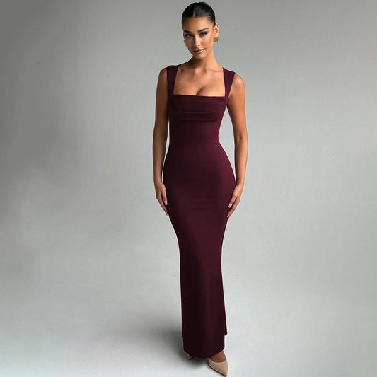 Square Neck Sleeveless Bodycon Maxi in - by Malbusaat
