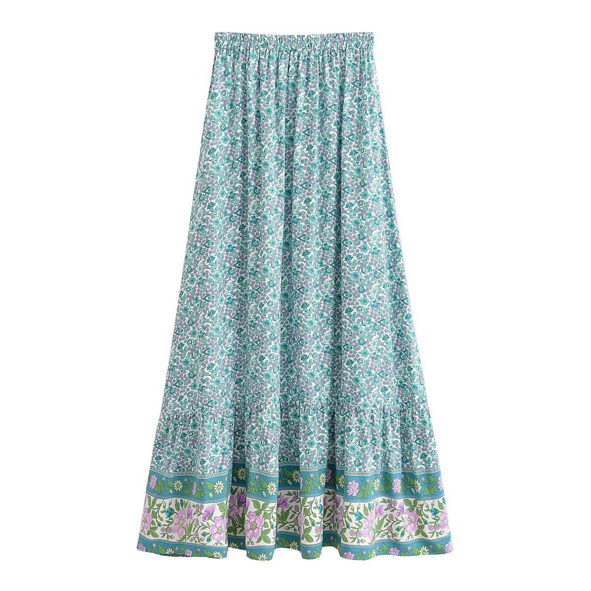 Floral High Waist Midi Skirt in - by Malbusaat