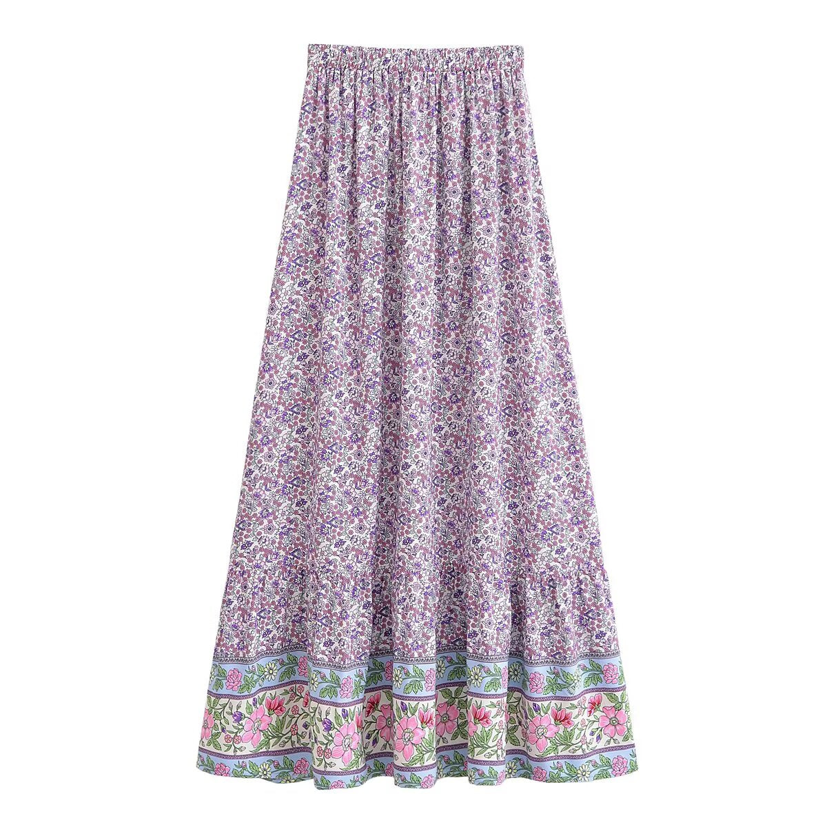 Floral High Waist Midi Skirt in - by Malbusaat