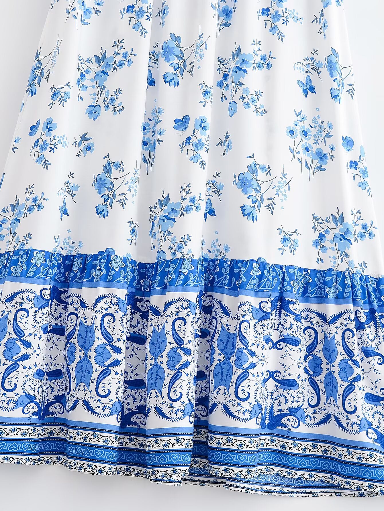 Boho Floral Tassel Midi Skirt in - by Malbusaat