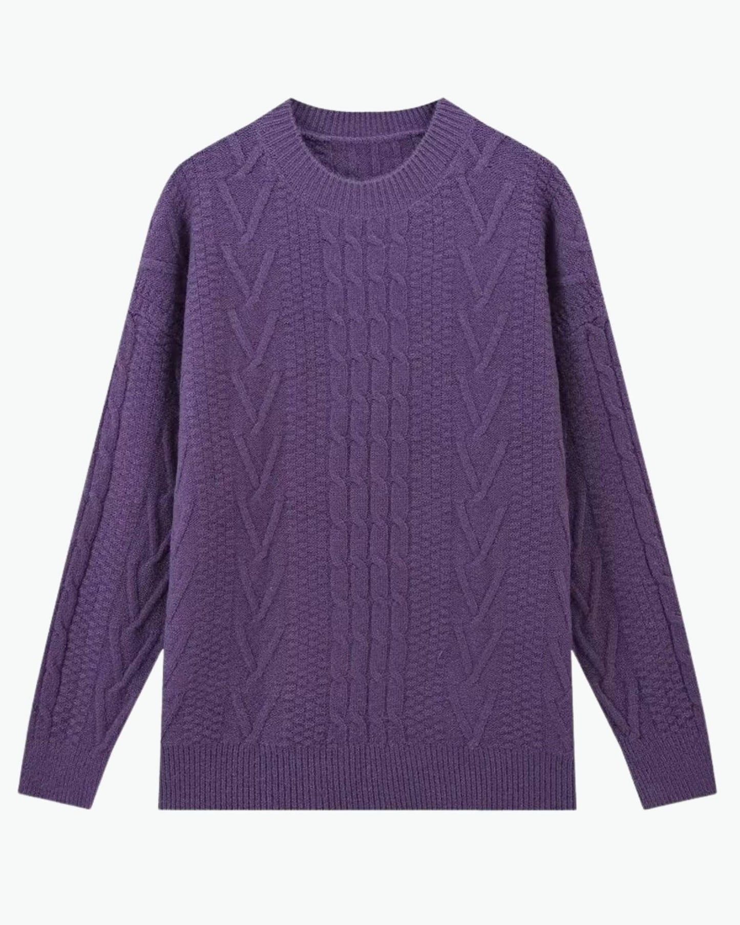 Soft Blue Cable Knit Sweater in Purple - Sweater by Malbusaat