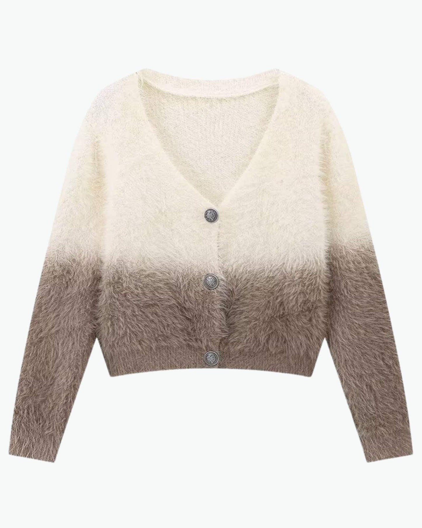 Ombre V-Neck Knit Cardigan in - Cardigan by Malbusaat