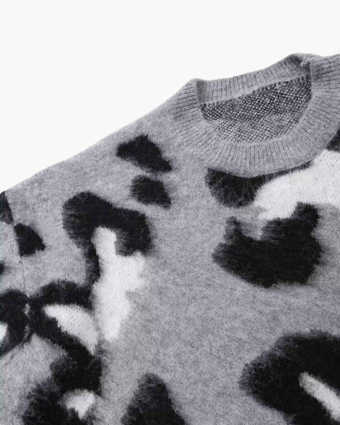 Jacquard Knit Animal Print Pullover in - Sweater by Malbusaat