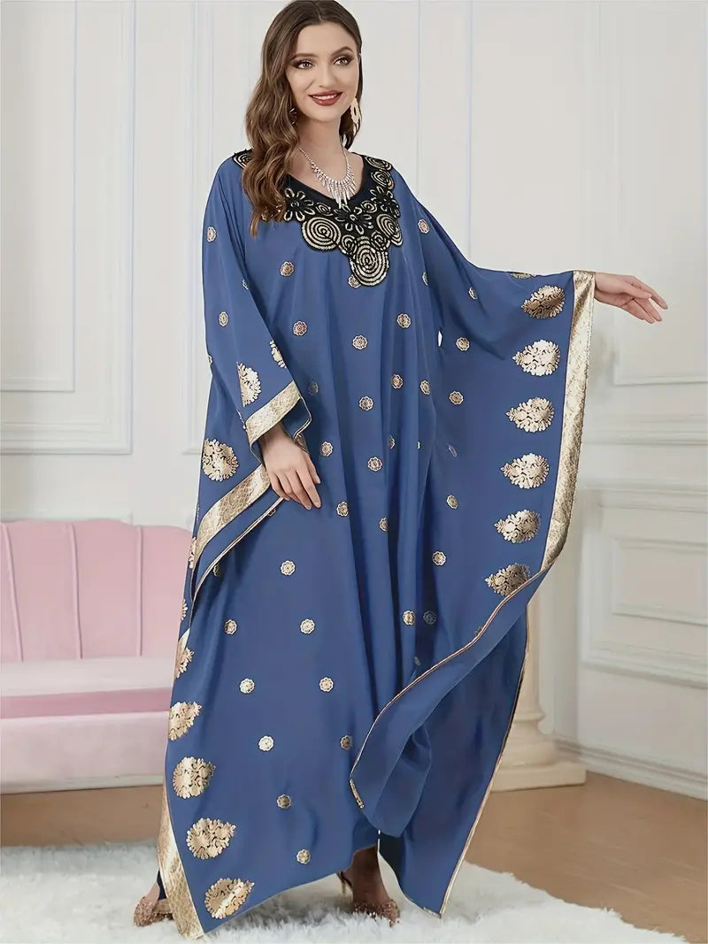 Elegant Graphic Print Maxi Kaftan Abaya Dress in - by Malbusaat