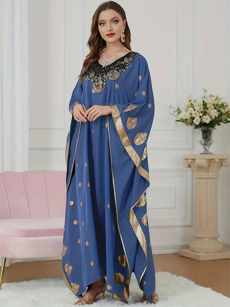 Elegant Graphic Print Maxi Kaftan Abaya Dress in - by Malbusaat