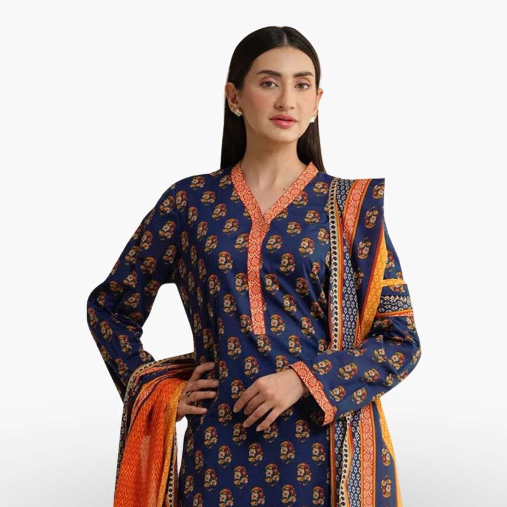 Navy Blue Digital Printed Khaddar Suit