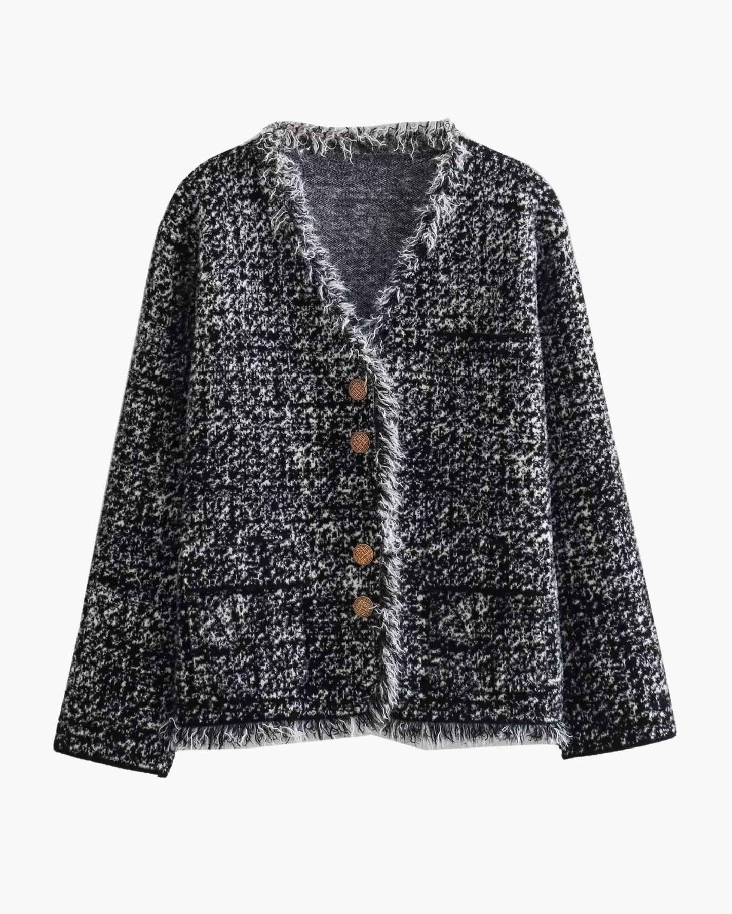 Fringed Mink-Like Knitted Coat in - Sweatshirt by Malbusaat