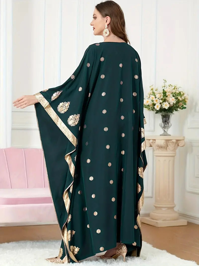 Elegant Graphic Print Maxi Kaftan Abaya Dress in - by Malbusaat