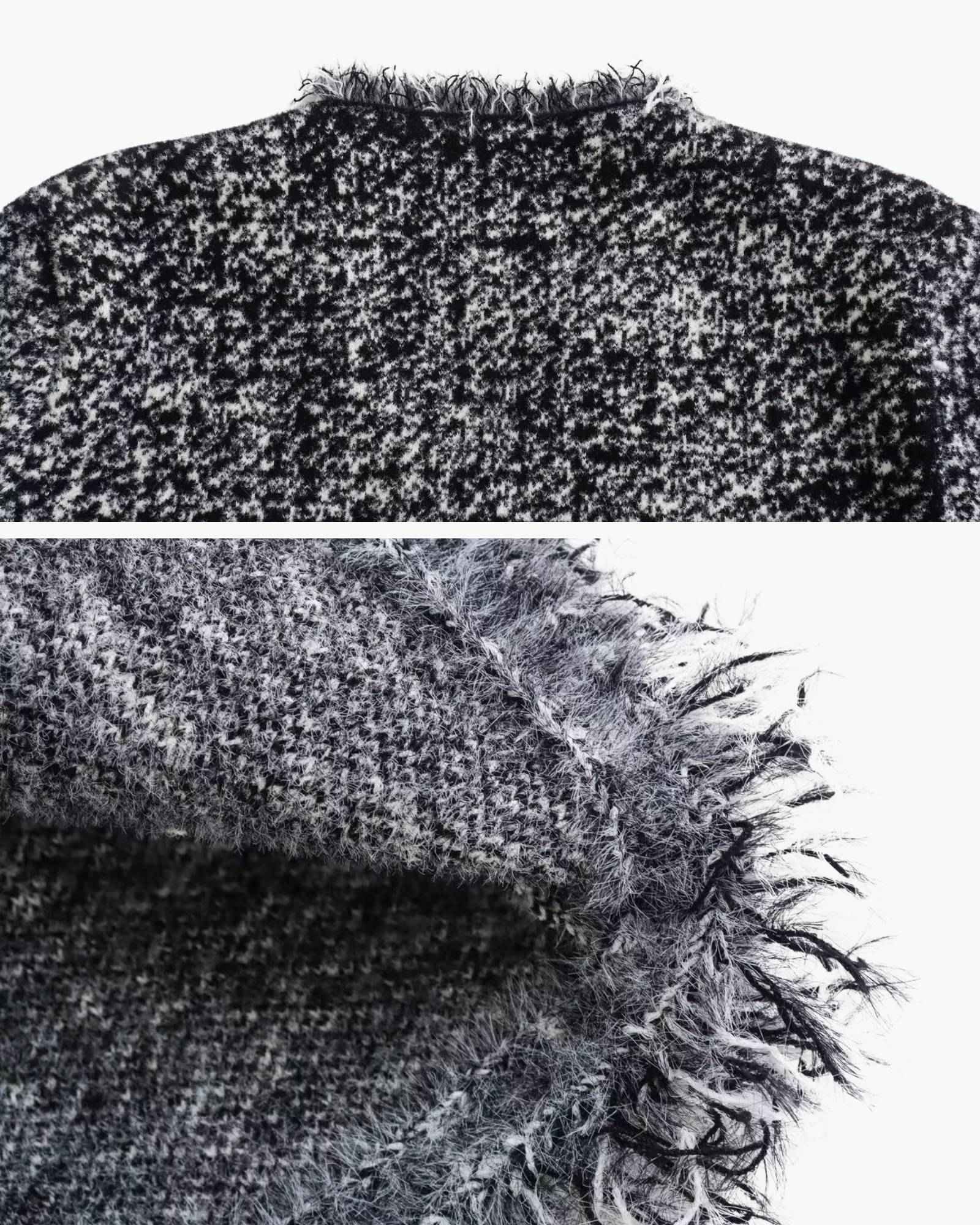 Fringed Mink-Like Knitted Coat in - Sweatshirt by Malbusaat