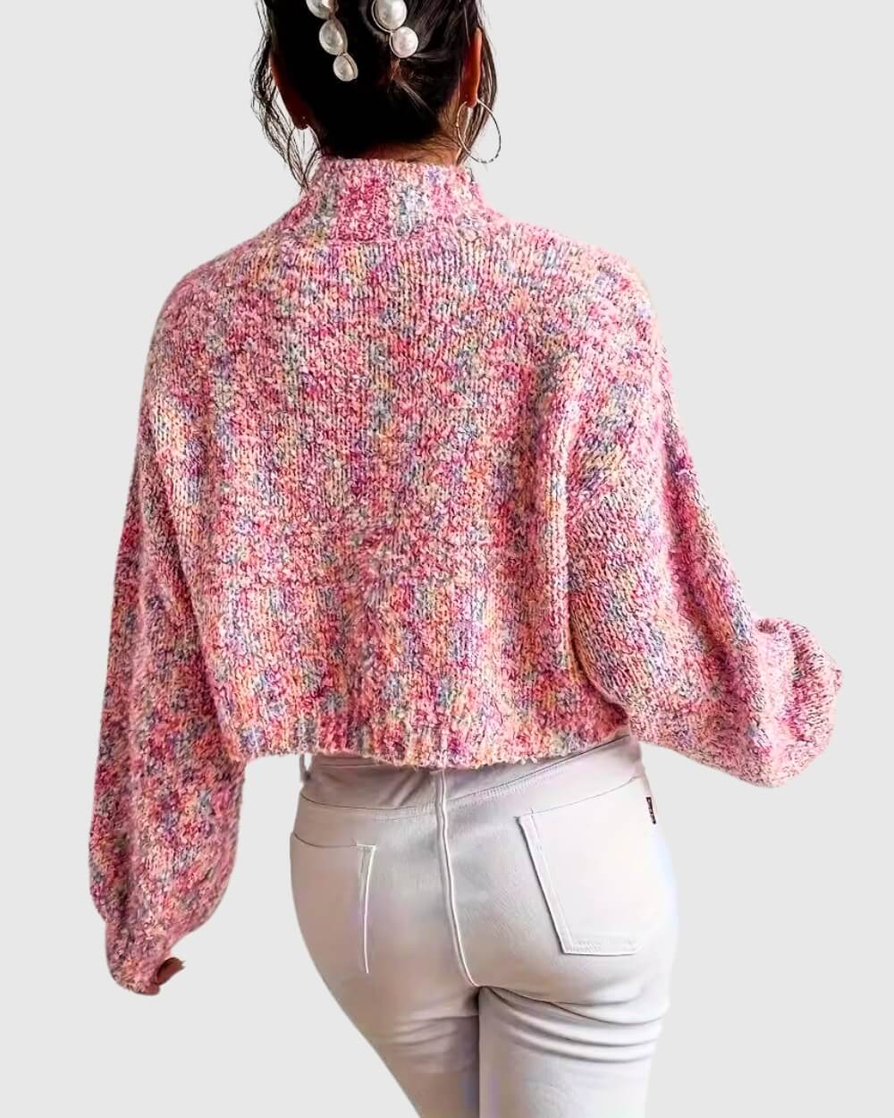 Pink Mock Neck Sweater in - Sweater by Malbusaat