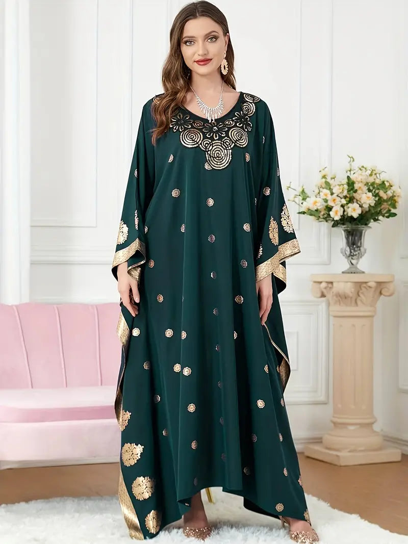 Elegant Graphic Print Maxi Kaftan Abaya Dress in - by Malbusaat
