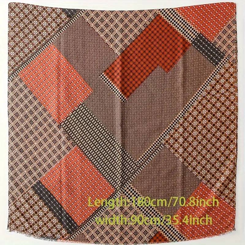 Boho Geometric Pattern Scarf, Retro Beard Shawl in - Scarves by Malbusaat