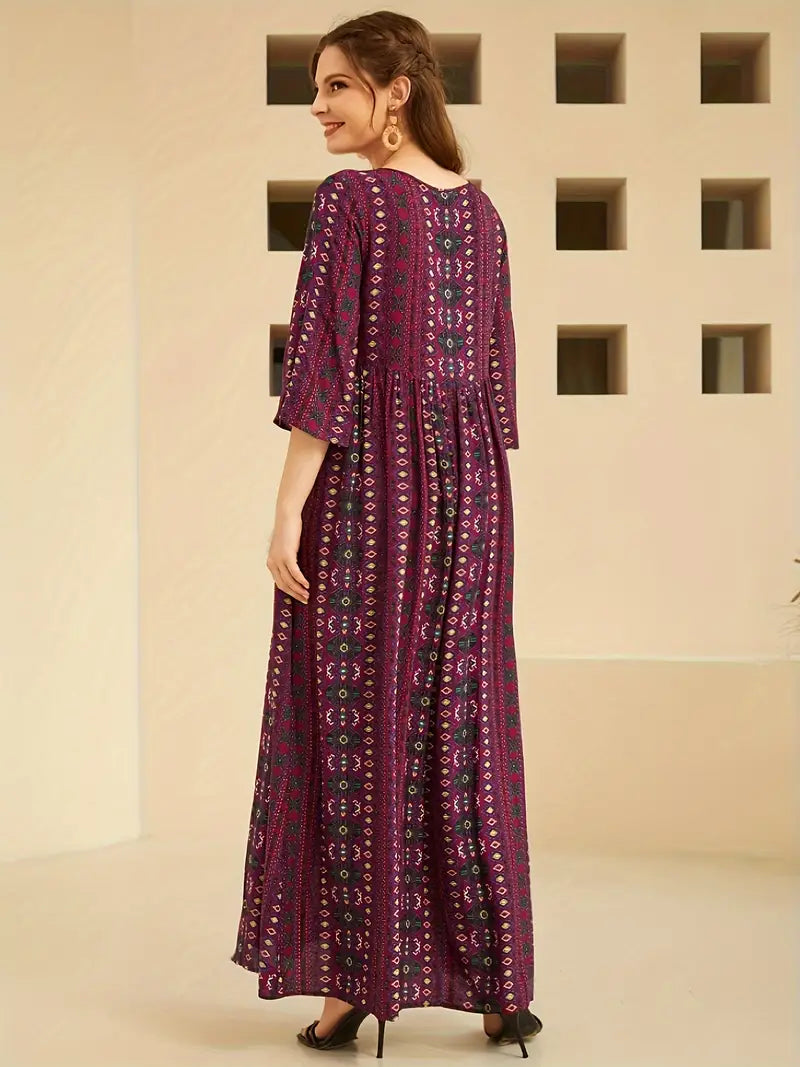 All-Over Geometric Print Lounge Maxi Dress in - by Malbusaat
