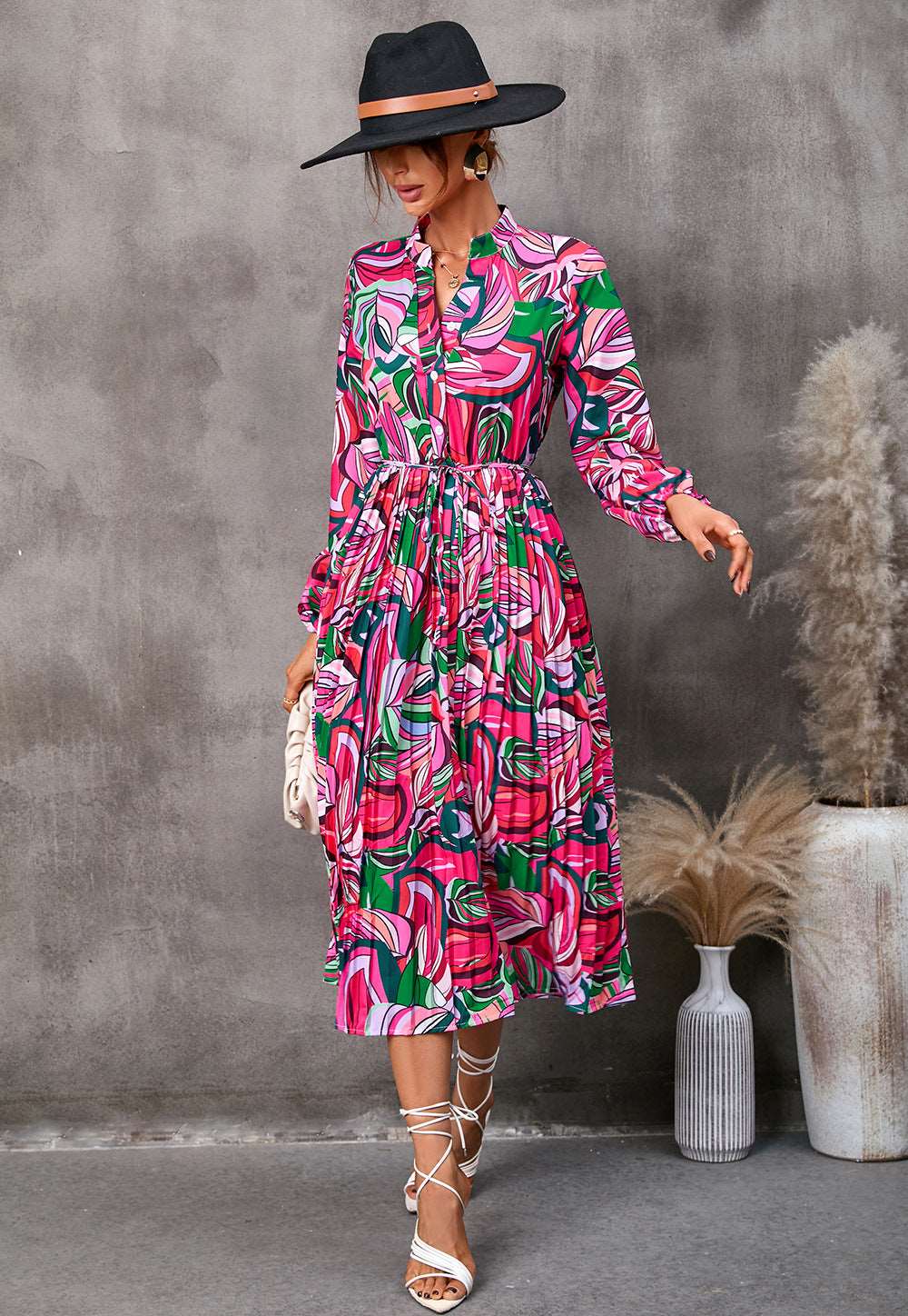 Autumn Leaves Mid Length Dress in - by Malbusaat