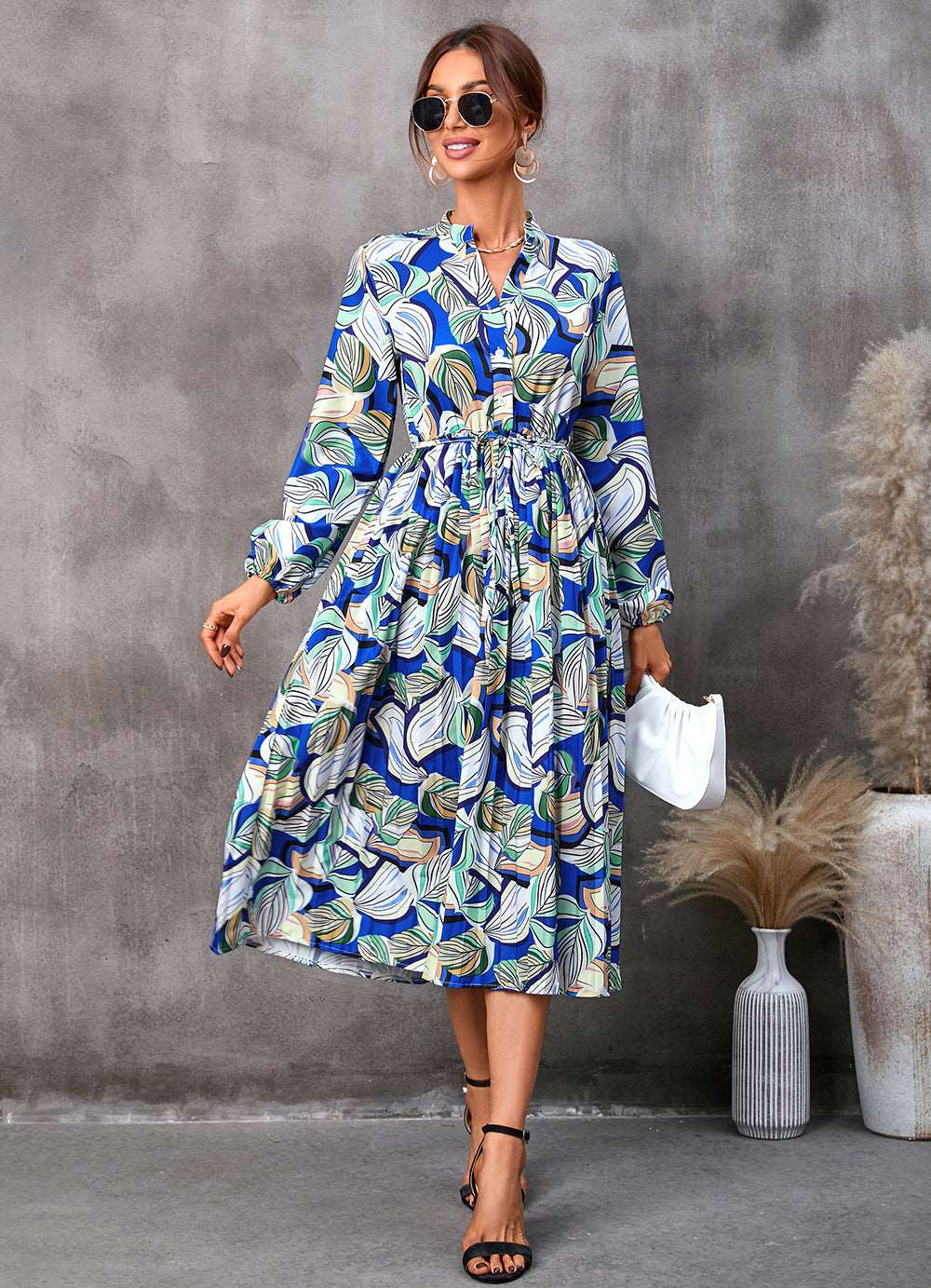 Autumn Leaves Mid Length Dress in - by Malbusaat