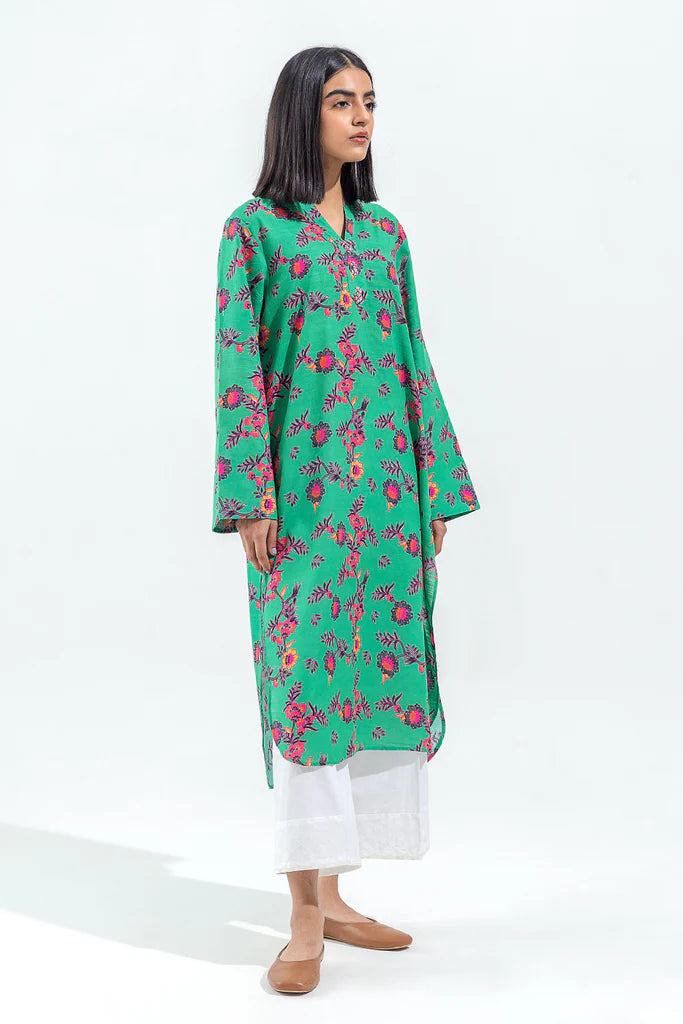 Casual Fit Printed Slub Khaddar Shirt (Pret) in - by Malbusaat