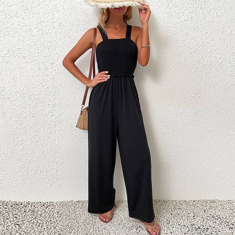 Black One-Piece Wide-Leg Jumpsuit in - by Malbusaat