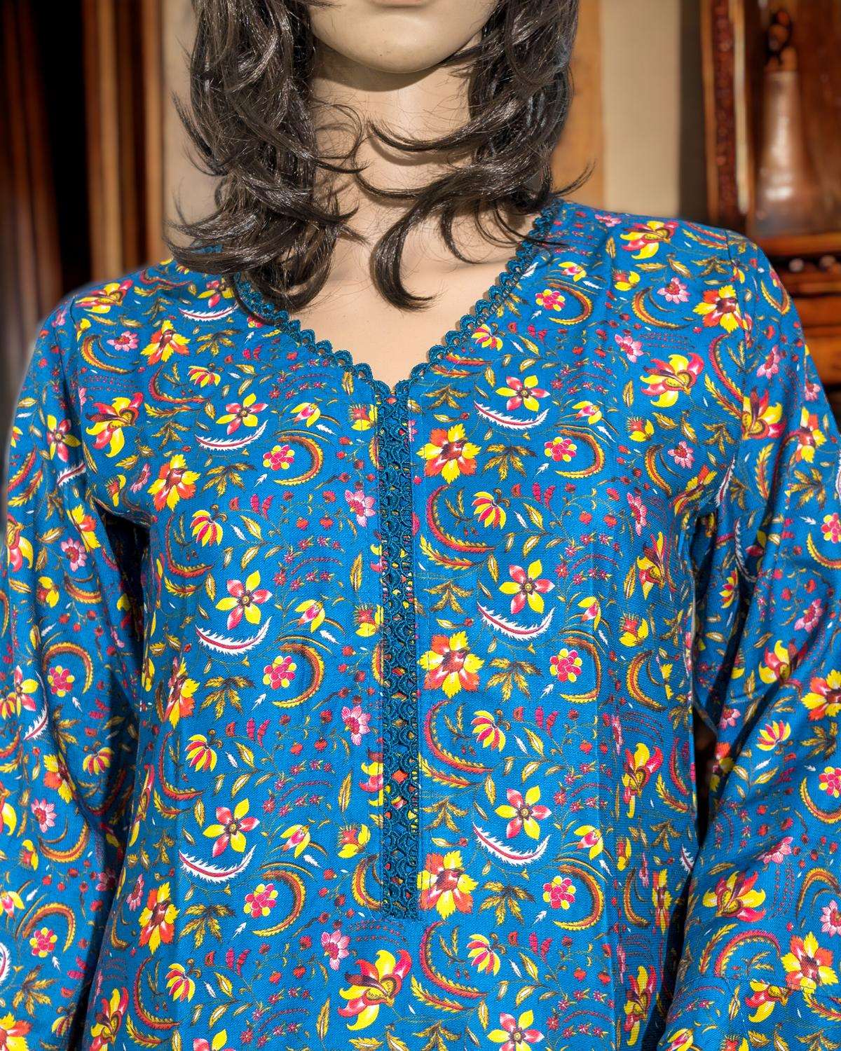 Blue Two-Piece Dress Set in - Pakistani Dress by Malbusaat