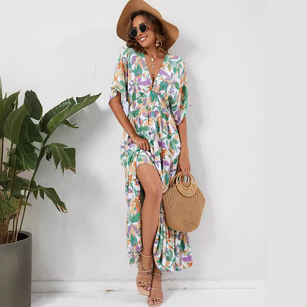 Bohemian Batwing Sleeve Summer Maxi in - by Malbusaat