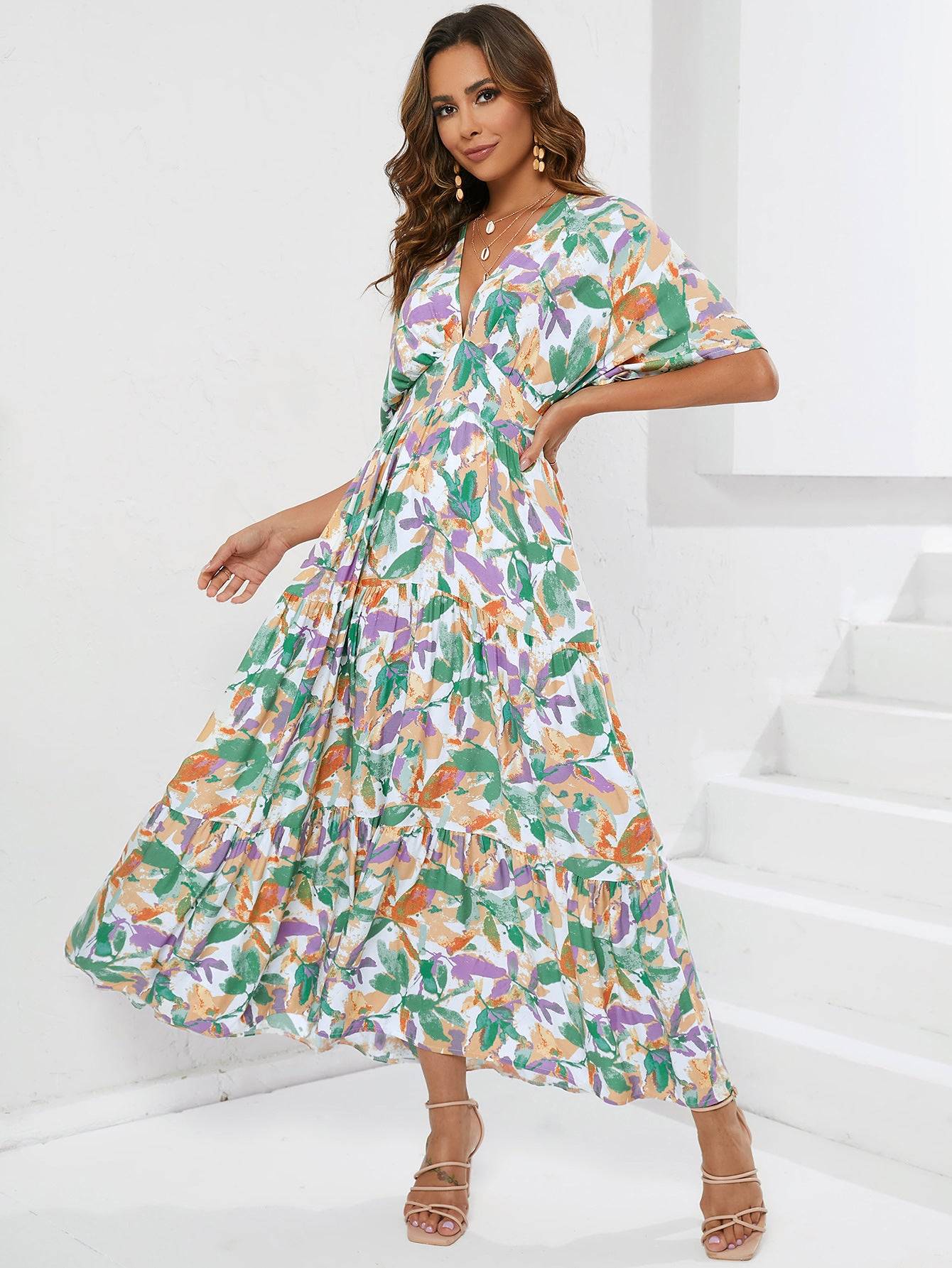 Bohemian Batwing Sleeve Summer Maxi in - by Malbusaat