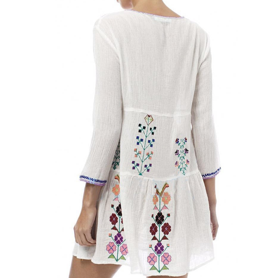 Bohemian Flower Embroidery Temperament Dress in - by Malbusaat
