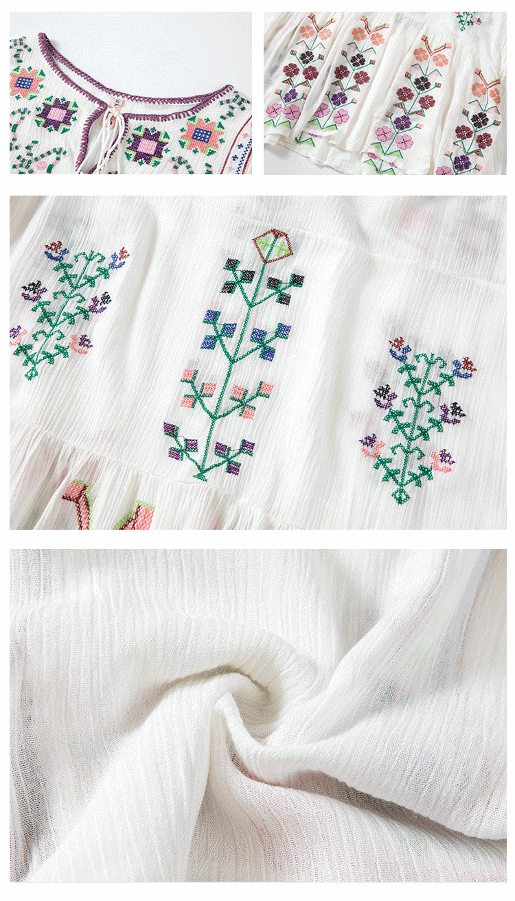 Bohemian Flower Embroidery Temperament Dress in - by Malbusaat