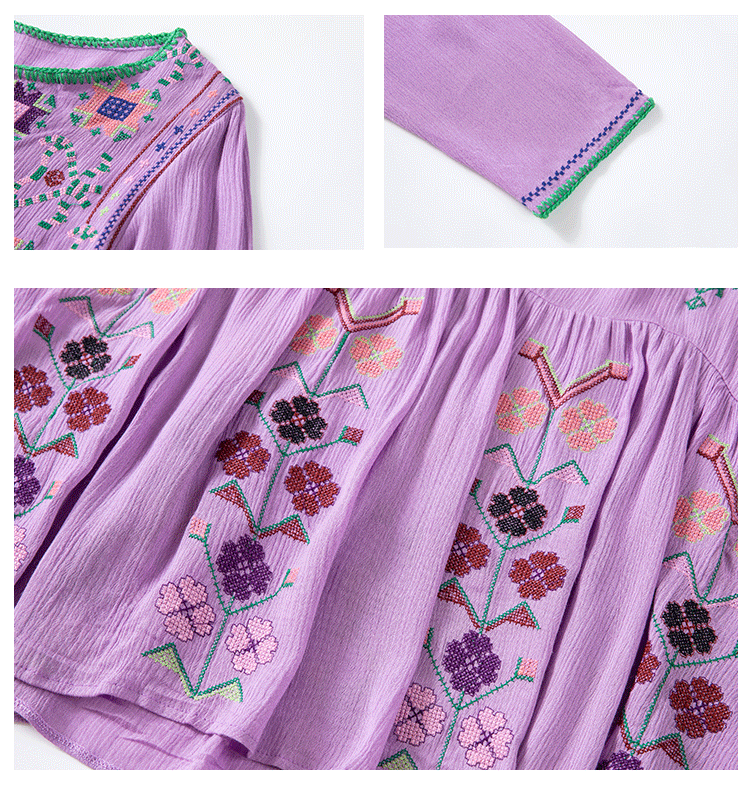 Bohemian Flower Embroidery Temperament Dress in - by Malbusaat