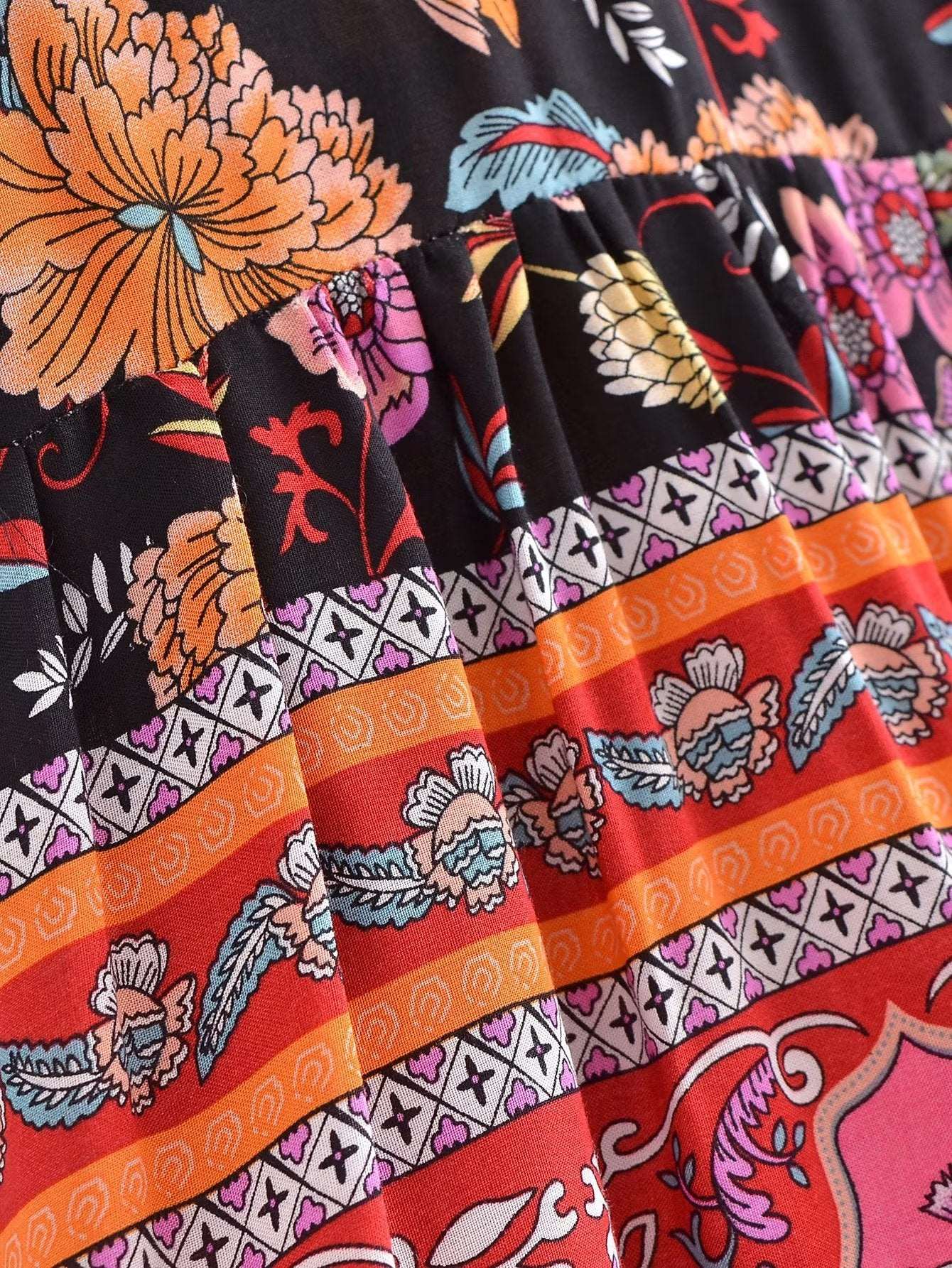 Boho Chic Floral Lace-Up Tassel Maxi Skirt in - Skirts by Malbusaat