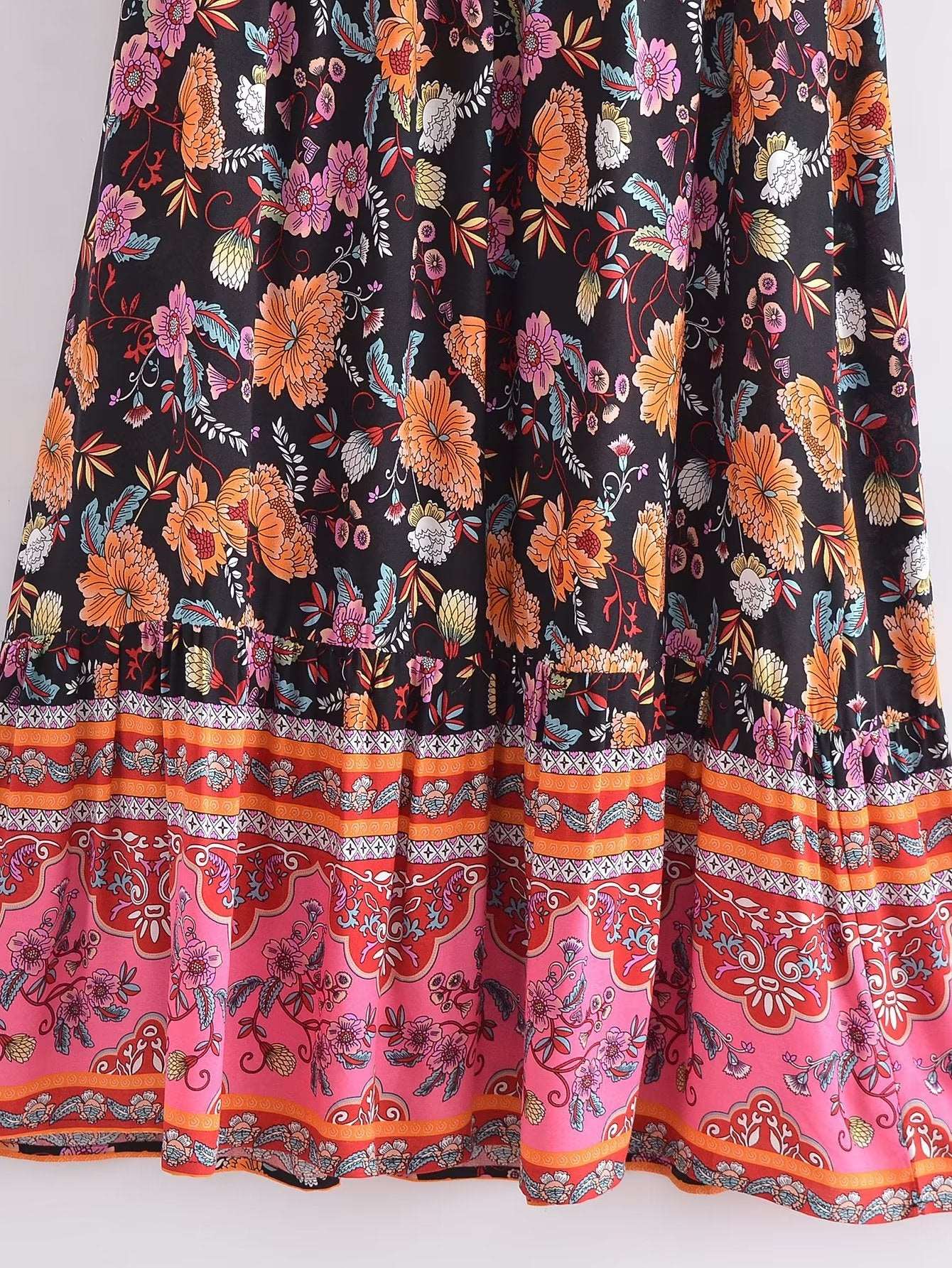 Boho Chic Floral Lace-Up Tassel Maxi Skirt in - Skirts by Malbusaat