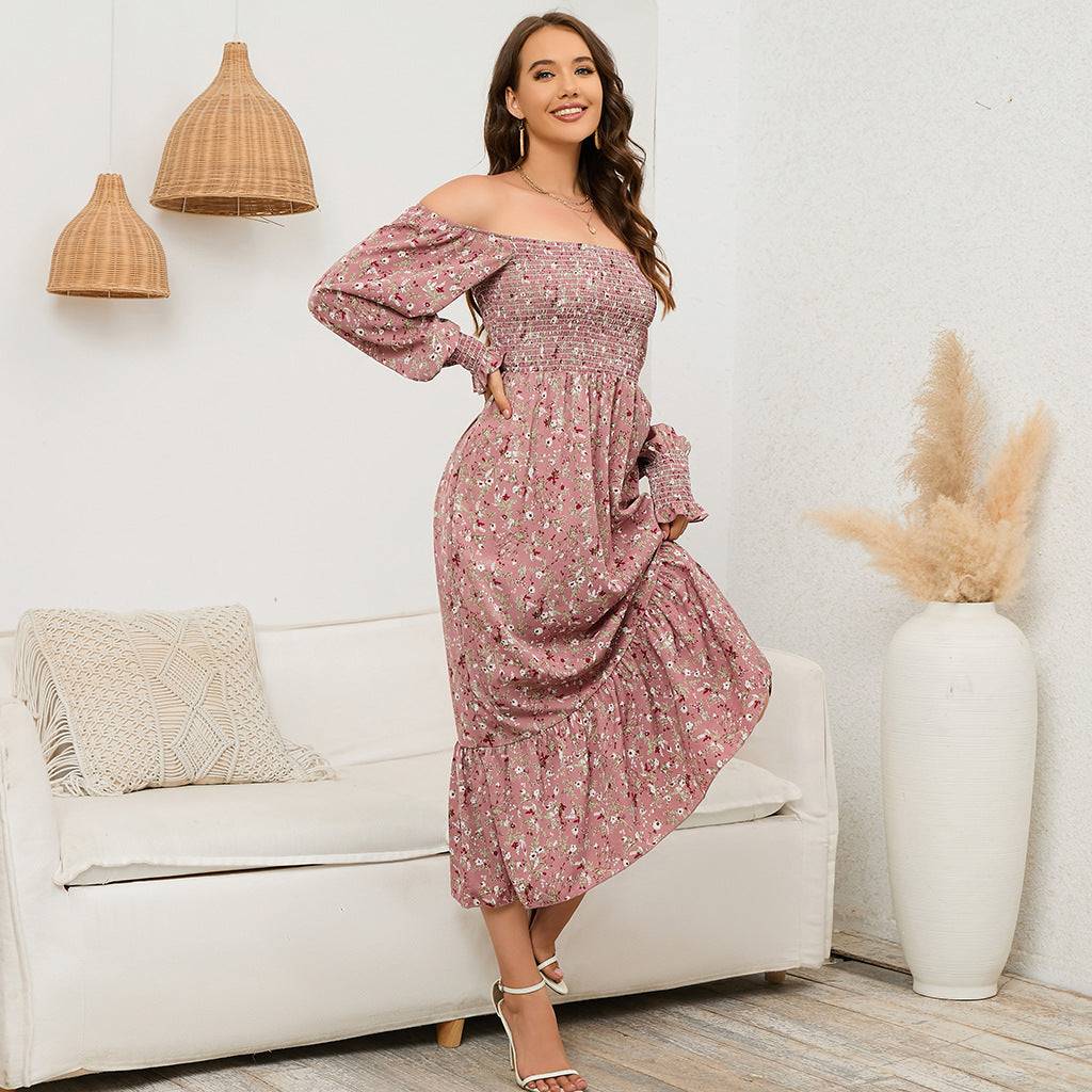 Boho Floral Chiffon Maxi Dress in - by Malbusaat