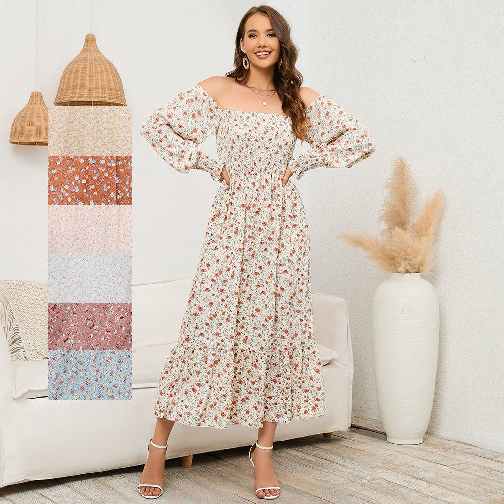 Boho Floral Chiffon Maxi Dress in - by Malbusaat