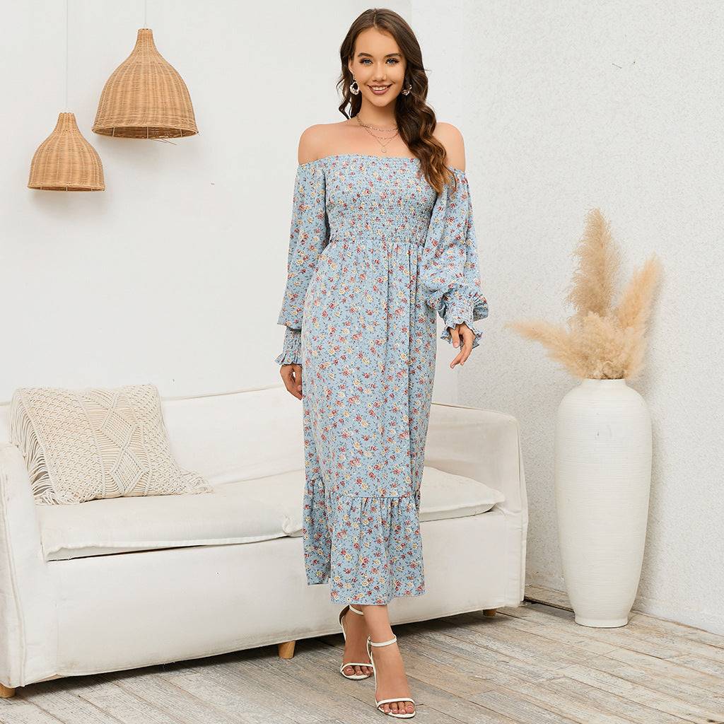 Boho Floral Chiffon Maxi Dress in - by Malbusaat