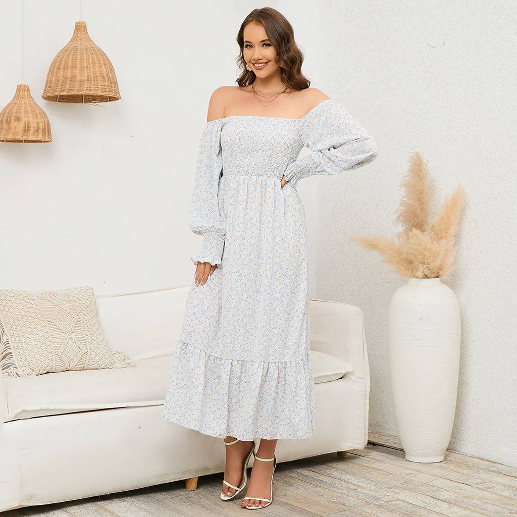Boho Floral Chiffon Maxi Dress in - by Malbusaat