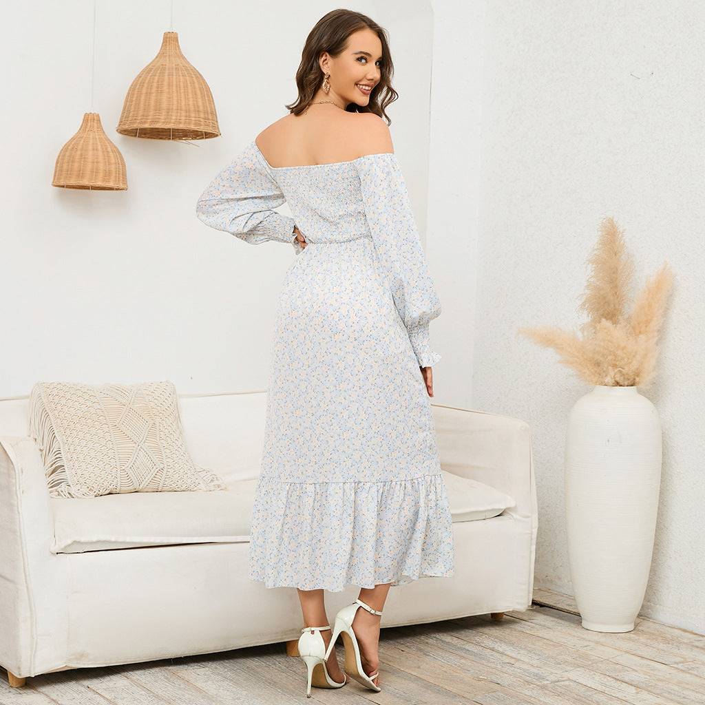Boho Floral Chiffon Maxi Dress in - by Malbusaat
