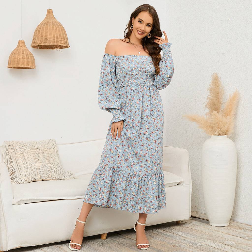 Boho Floral Chiffon Maxi Dress in - by Malbusaat