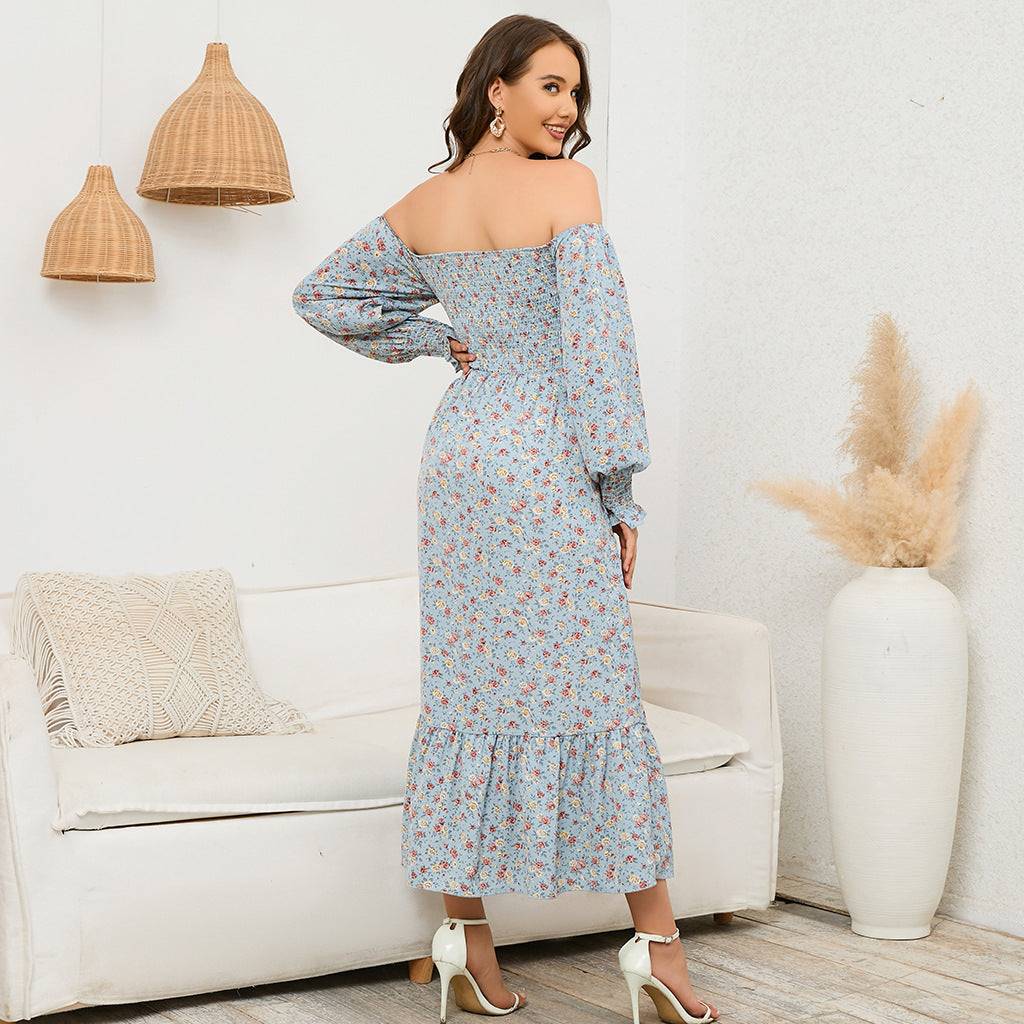 Boho Floral Chiffon Maxi Dress in - by Malbusaat