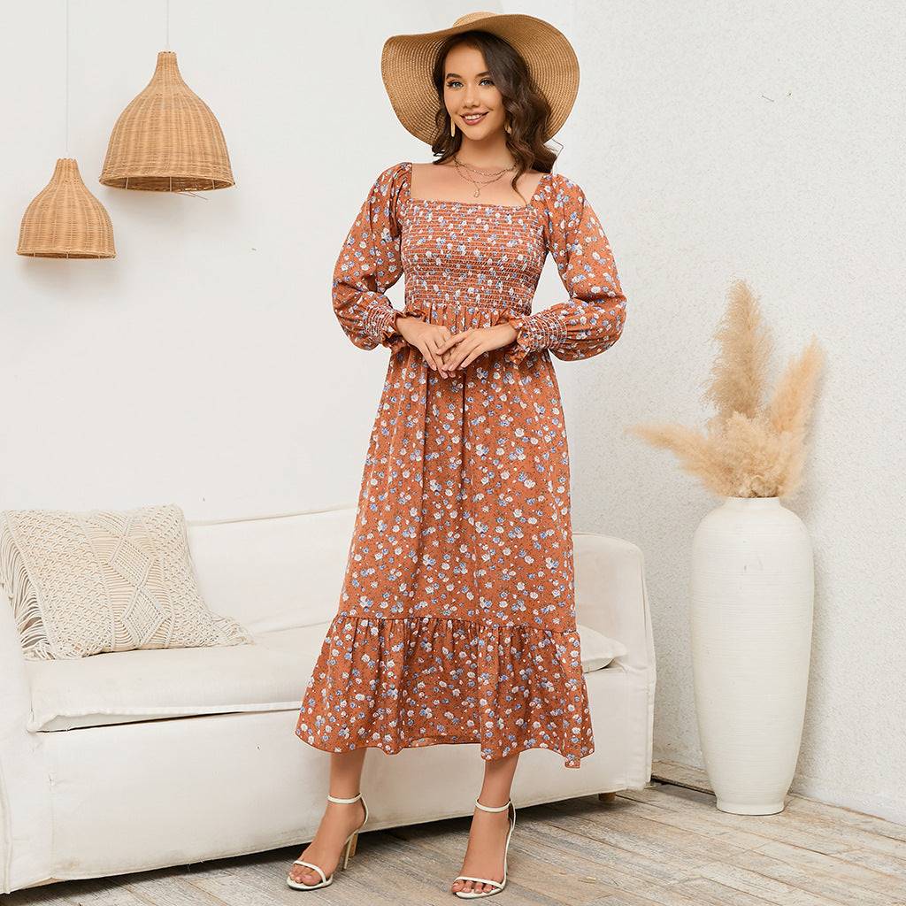 Boho Floral Chiffon Maxi Dress in - by Malbusaat