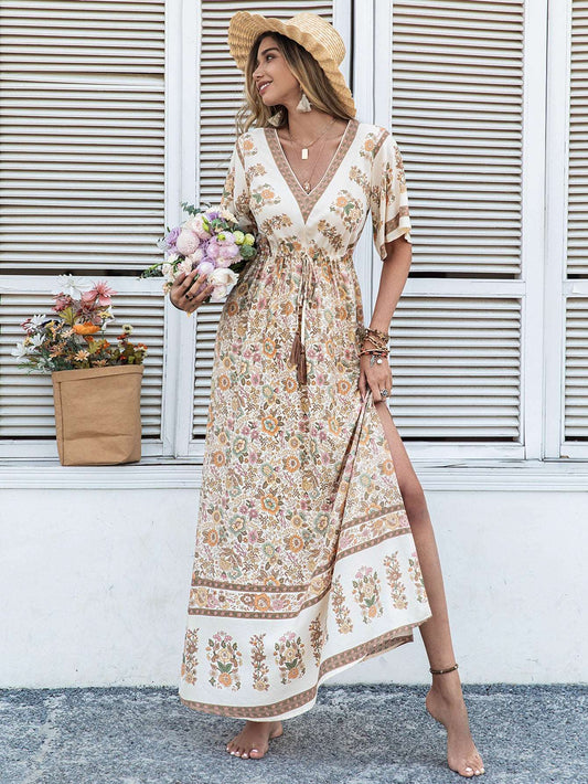 Boho Style Beige Long Tassel Skirt in - by Malbusaat