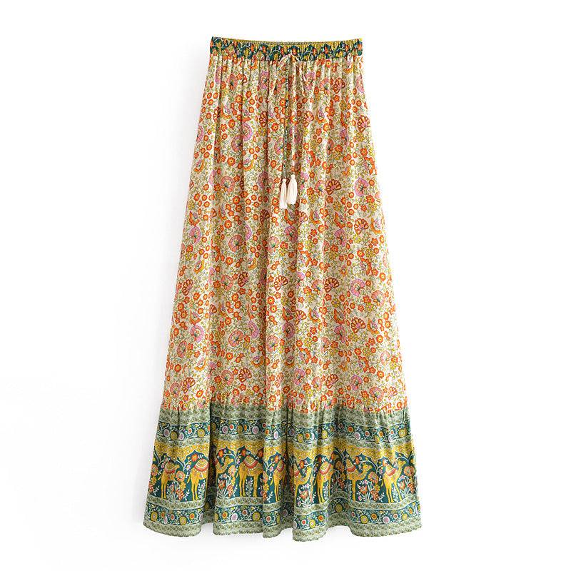 Boho Vacation Floral Maxi Beach Dress Skirt in Multi - Skirts by Malbusaat