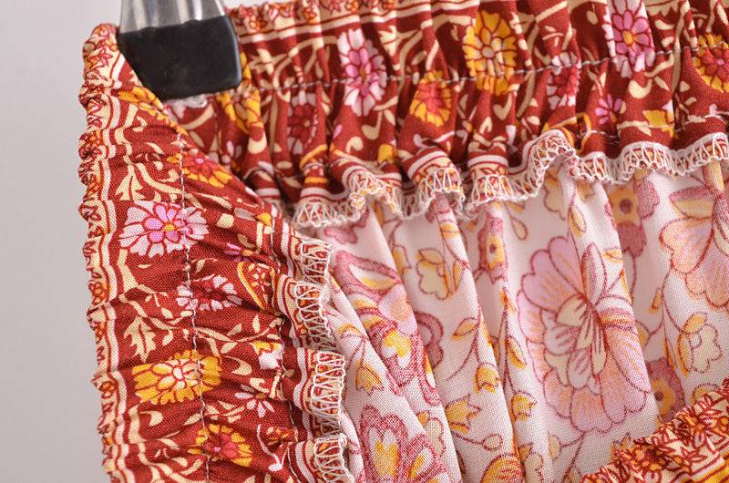 Boho Vacation Floral Maxi Skirt with Tassel Tie in - Skirts by Malbusaat
