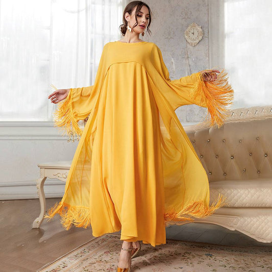 Casual Tassel Long Blouse Mesh Dress in - by Malbusaat
