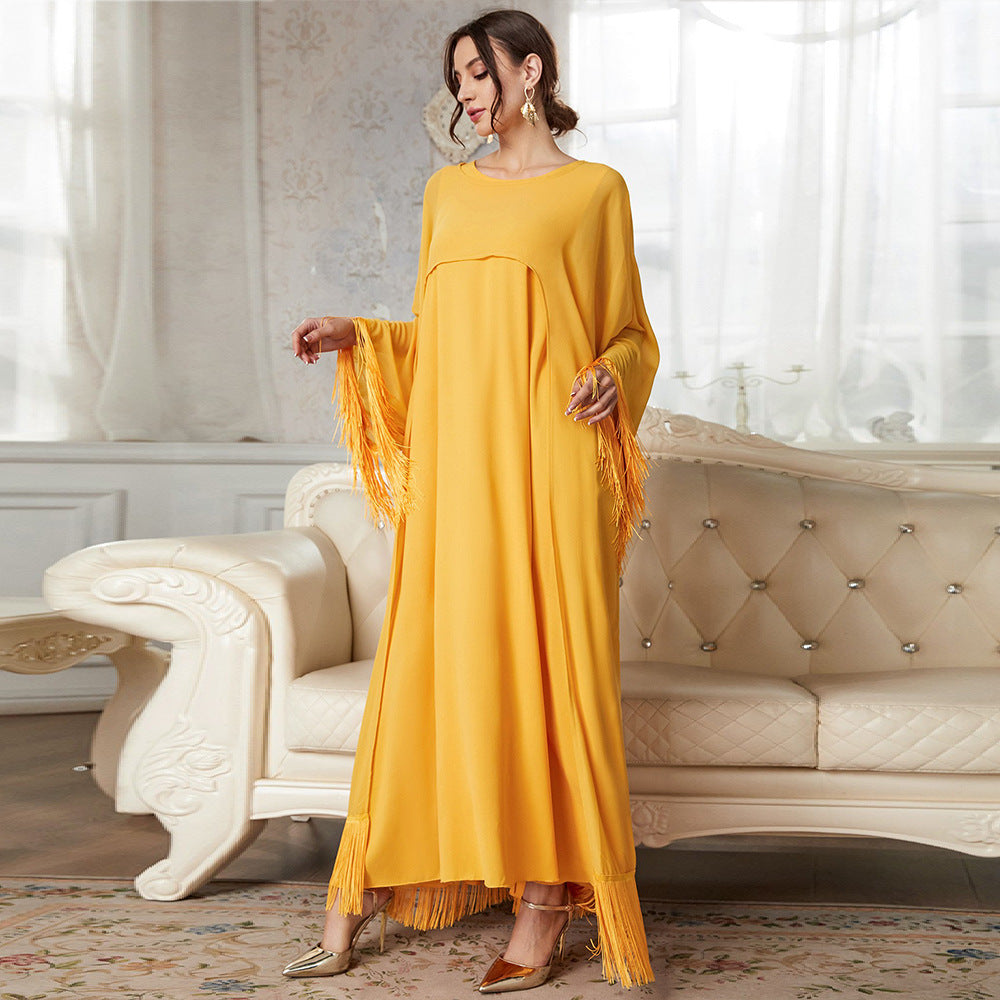 Casual Tassel Long Blouse Mesh Dress in - by Malbusaat