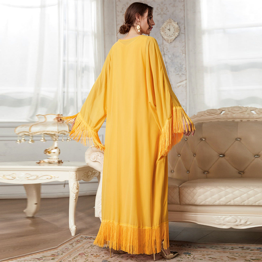 Casual Tassel Long Blouse Mesh Dress in - by Malbusaat
