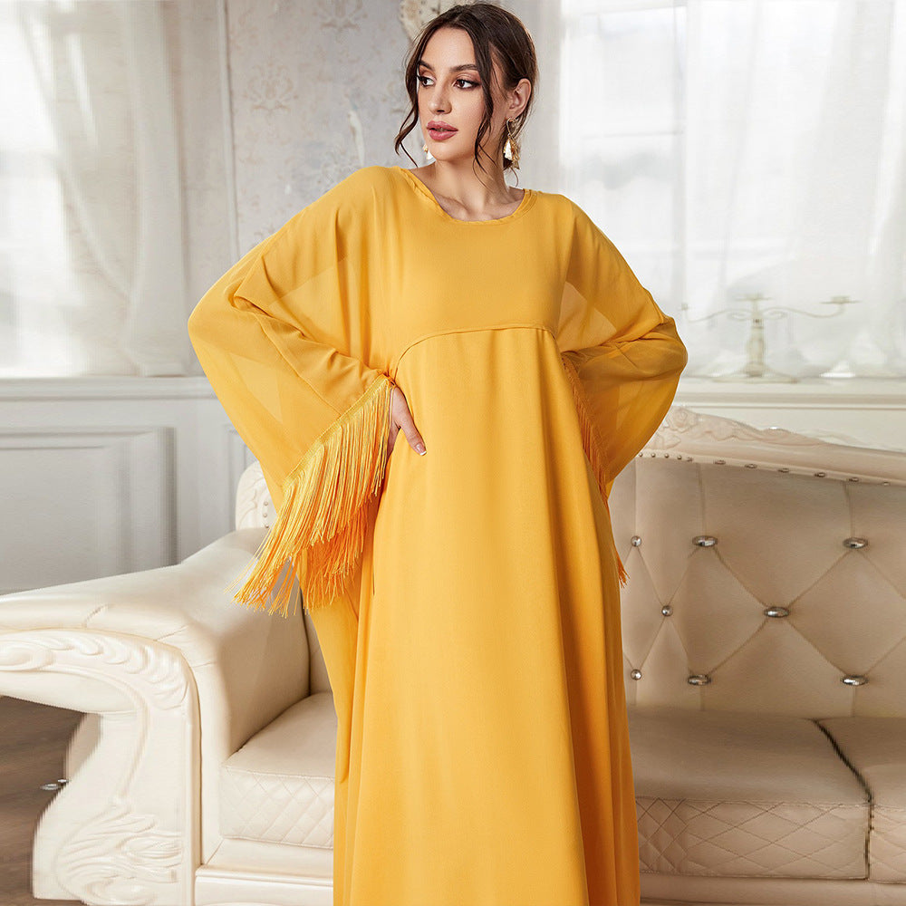 Casual Tassel Long Blouse Mesh Dress in - by Malbusaat