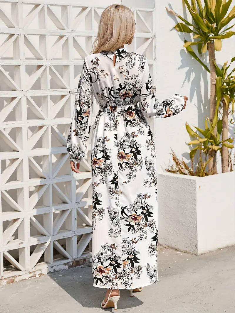 Casual White Floral A Line Maxi in - Maxi Dress by Malbusaat