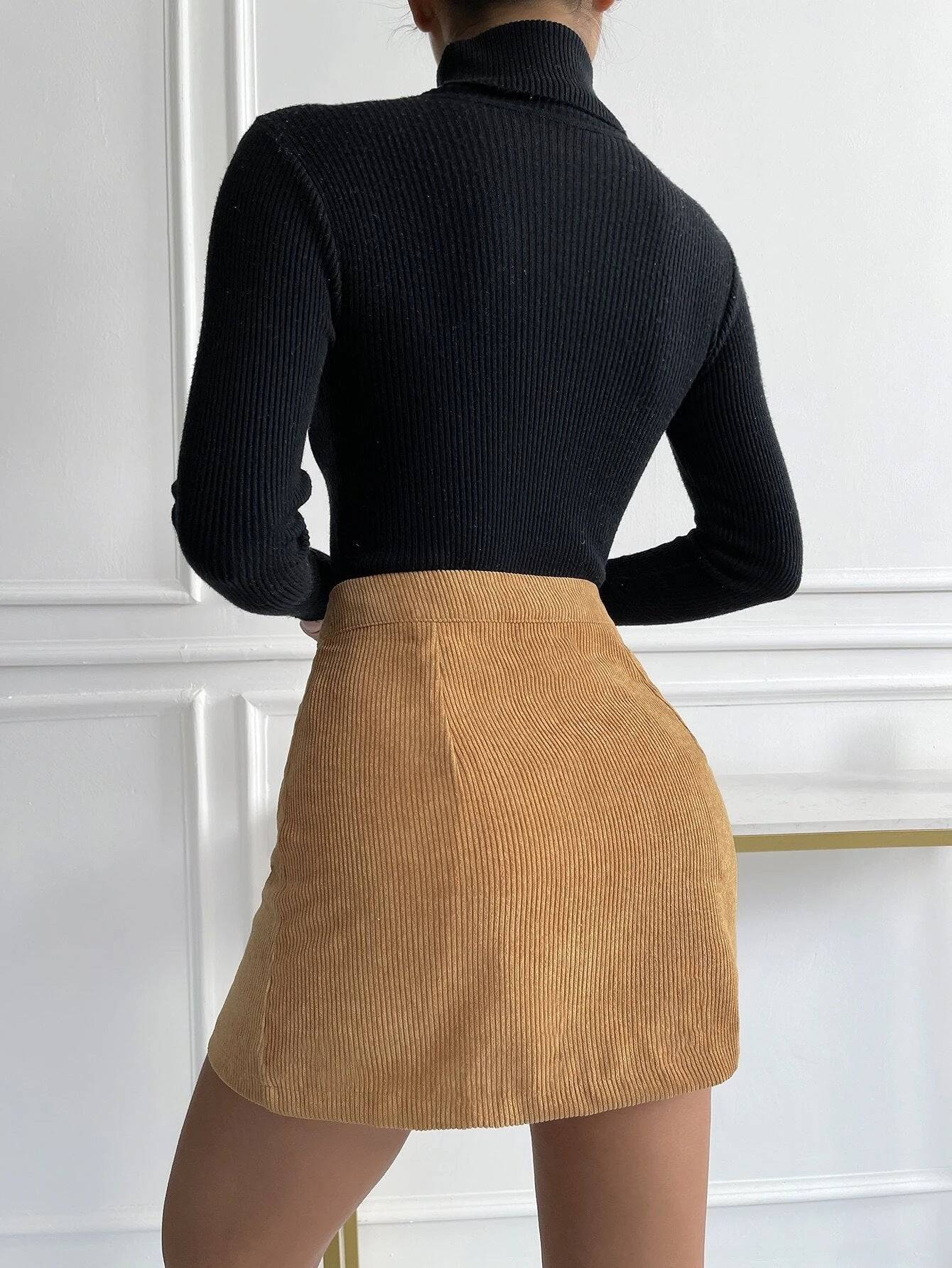 Corduroy Slim Fit Skirt in - by Malbusaat