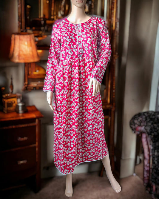 Cotton Floral Print Maxi - Red in - Maxi Dress by Malbusaat