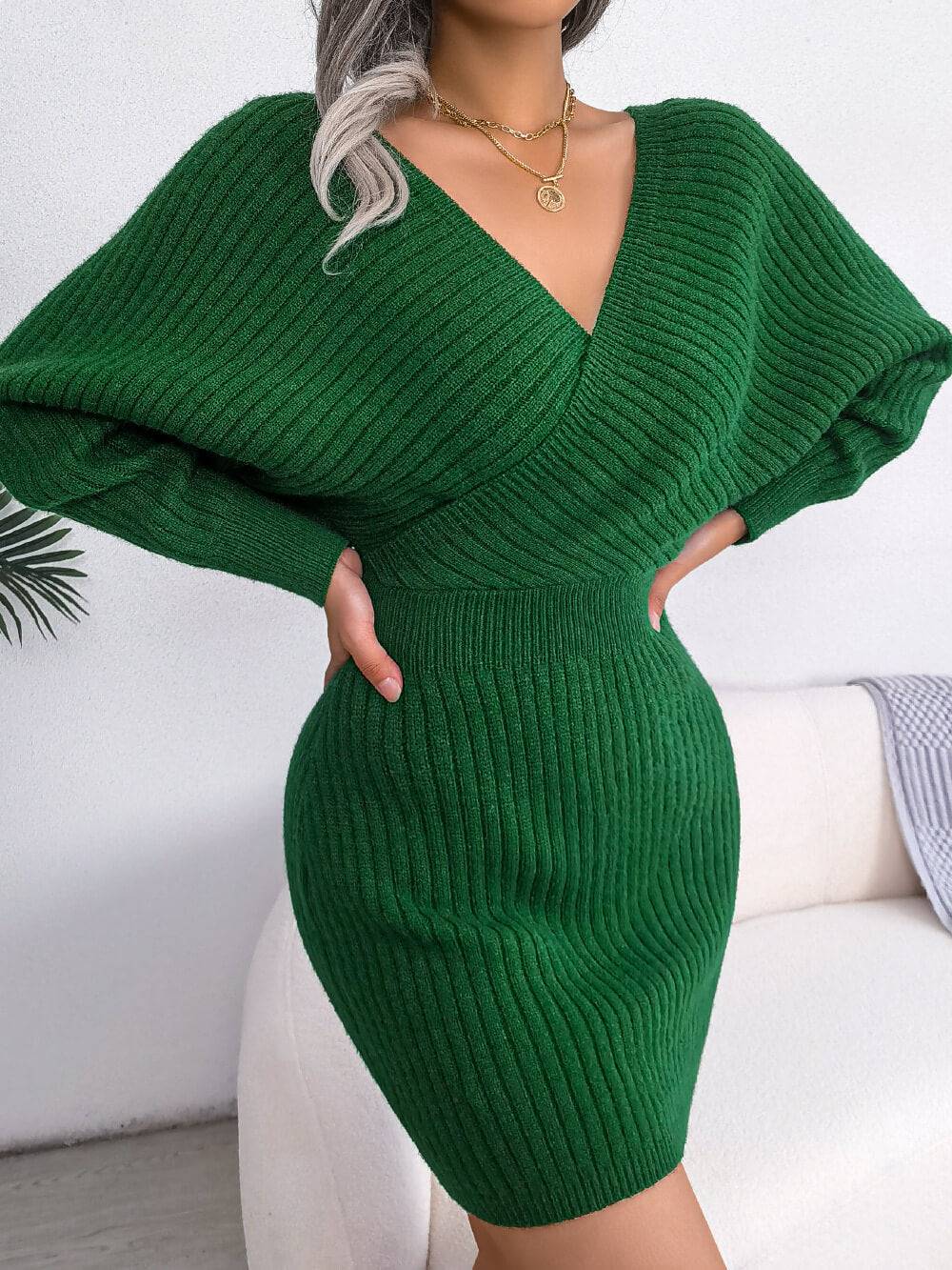 Cross V-Neck Spring Sheath Skirt in - by Malbusaat