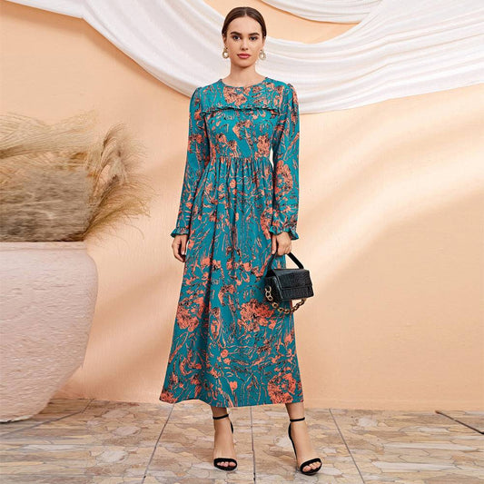 Digital Printing High Waist Big Swing Dress in - by Malbusaat